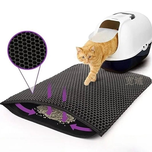 Tapis Litière pour chat, double couche récupératrice litière, Waterproof et Antidérapant - Mon Chat Beauté